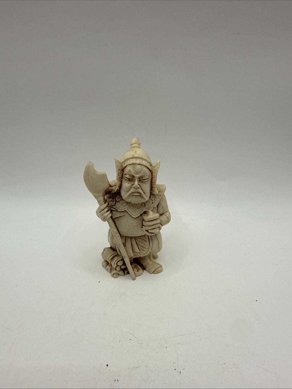 Carved Chinese Warrior Figurine 3" Solider *